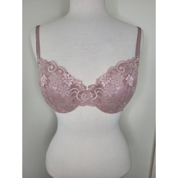 Victorias Secret IPEX Wireless Bra 34DD Demi Lace Padded Pink sexy comfort adjus - Picture 1 of 6